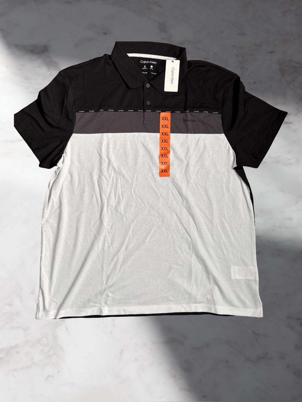 Calvin Klein Men’s Colorblock Polo - Black  & White Size XXL